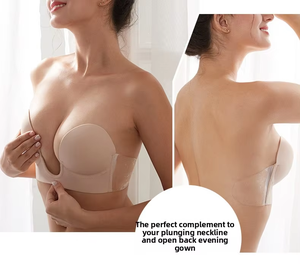 <span class=keywords><strong>Sujetador</strong></span> de silicona de una pieza Deep U, invisible, suave, push-up, sin espalda, cubre el pecho, sexy para mujer con <span class=keywords><strong>tirantes</strong></span> <span class=keywords><strong>desmontables</strong></span> - Product Image 2