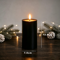 Bougie LED sans flamme en paraffine noire, personnalisable multicolore, 7 pouces, pour la décoration de fête de Noël