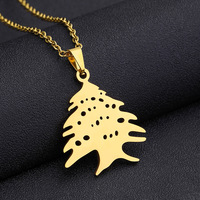 Liban Carte Cèdre Arbre Drapeau Pendentif Collier Acier Inoxydable Or/Acier Couleur Hommes Femmes Bijoux Ethniques Cadeaux
