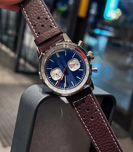 Reloj de cuarzo para hombres de negocios, <span class=keywords><strong>cronómetro</strong></span> deportivo multifunción, reloj de pulsera con números geométricos, reloj de cuero genuino negro para hombre, resistente al agua - Product Image 4