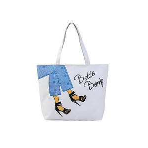 Sac fourre-tout en toile artistique à double poignée pour femmes, imprimé de dessins animés, style coréen, tendance, grand format, sac de shopping pour étudiants - Product Image 4