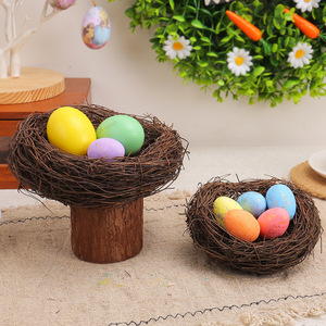 Fornitura Diretta dalla Fabbrica: Decorazione Pasquale Realistica a Forma di Casetta per Uccelli da Giardino, Nido in Erba Artificiale per Casetta per Uccelli Fai-da-te in Vimini Intrecciato - Product Image 3