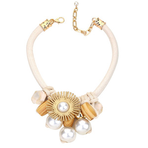 Kaimei 2025 joyería de moda elegante perla girasol colgante collar áspero cuerda collar hecho a mano perla gargantilla collares mujeres - Product Image 4