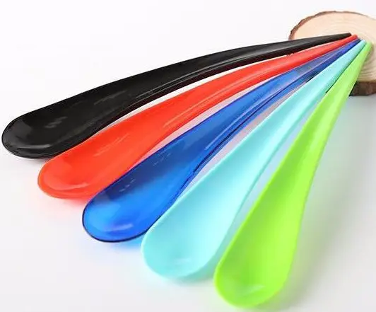 Custom Disposable Long Handle Leaf Shape Stocked PS PP PLA Yogurt Gelato Ice Cream Plastic Spoon