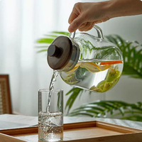 Carafe à eau en verre borosilicate épais, minimaliste, résistante à la chaleur, écologique, 1500 ml (50 oz), idéale pour le thé glacé, la limonade et les jus