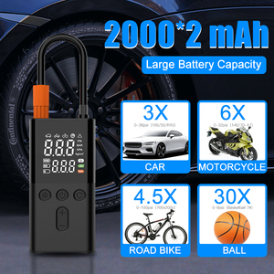 مضخة هواء كهربائية لاسلكية أحادية الأسطوانة مع شاشة رقمية لضغط الإطارات ومراقبة ضغط الإطارات وإضاءة طوارئ من مادة ABS للسيارات والدراجات والبالونات - Product Image 5