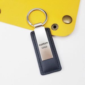 Promotional Gift Custom Embossed Logo Laser <b>Engraving</b> Car Keychain <b>Keyring</b> Pu Leather Keychain Metal Leather Keychain - Product Image 3