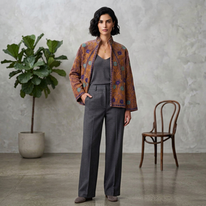 Veste en velours Suzani marron traditionnelle pour femmes, broderie florale colorée faite à la main, style bohème, vente en gros, vêtements d'extérieur tendance - Product Image 1