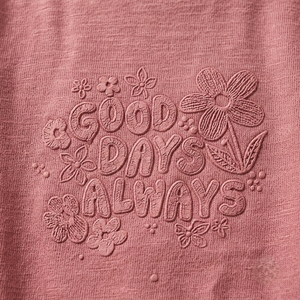 T-shirt en coton pour bébés filles, manches courtes, broderie « Good Days Always », col rond, décontracté, printemps, doux et confortable - Product Image 3