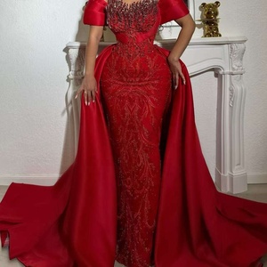 Elegantes Vestidos <span class=keywords><strong>de</strong></span> Fiesta <span class=keywords><strong>de</strong></span> <span class=keywords><strong>Boda</strong></span> Rojos Estilo Sirena Largos, <span class=keywords><strong>Vestido</strong></span> <span class=keywords><strong>de</strong></span> Noche Árabe <span class=keywords><strong>de</strong></span> Dubái y Arabia Saudita Personalizado 2026, <span class=keywords><strong>Vestido</strong></span> <span class=keywords><strong>de</strong></span> Gala con Cola Desmontable - Product Image 3