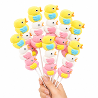 En gros, guirlande de guimauves personnalisées, bonbons halal en sachet, en forme de canard jaune, doux, fruités, sur brochettes