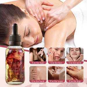 Huile de massage multi-usages <span class=keywords><strong>4</strong></span>-en-1 à base de pétales de rose pressés à froid, 60 ml, pour le visage, le corps, les cheveux, les ongles, éclaircissante, hydratante, huile essentielle de spa - Product Image 3