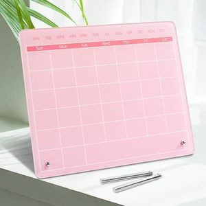 Pizarra de Calendario Mensual de Acrílico Rosa con Soporte Metálico, Reutilizable, Planificador Mensual de Acrílico, Pizarra Blanca - Product Image 3