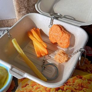 Simulated PVC Food Keychain Set French Fries Chicken Nuggets Fried Wings Cute Mini Fast Food Pendants for Kids Promotional <b>Gifts</b> - Product Image 6