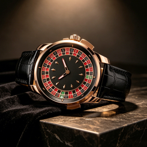 Luxury Fashion Antique Men's Casino Roulette Quartz <b>Watch</b> 316 Stainless Steel <b>Case</b> Leather Strap 45mm Dial Waterproof - Product Image 6