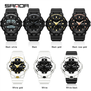 นาฬิกาข้อมือดิจิตอลผู้ชาย SANDA 3130 ราคาประหยัด ดีไซน์ล้ำสมัย สายยาง กันน้ำ โครโนกราฟ จอแสดงผลคู่ นาฬิกาข้อมือลำลอง - Product Image 2
