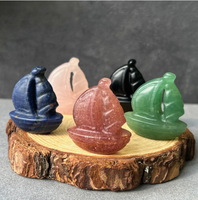 Vente en gros de sculptures de voiliers en cristal naturel de 40 mm, obsidienne et quartz rose, pour le Feng Shui et la décoration intérieure