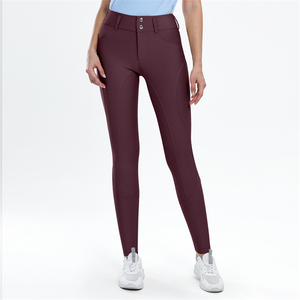 Pantalones de Montar para Mujer Rojos Reciclados de Alta Calidad, Leggings Ecuestres con Bolsillo - Product Image 3