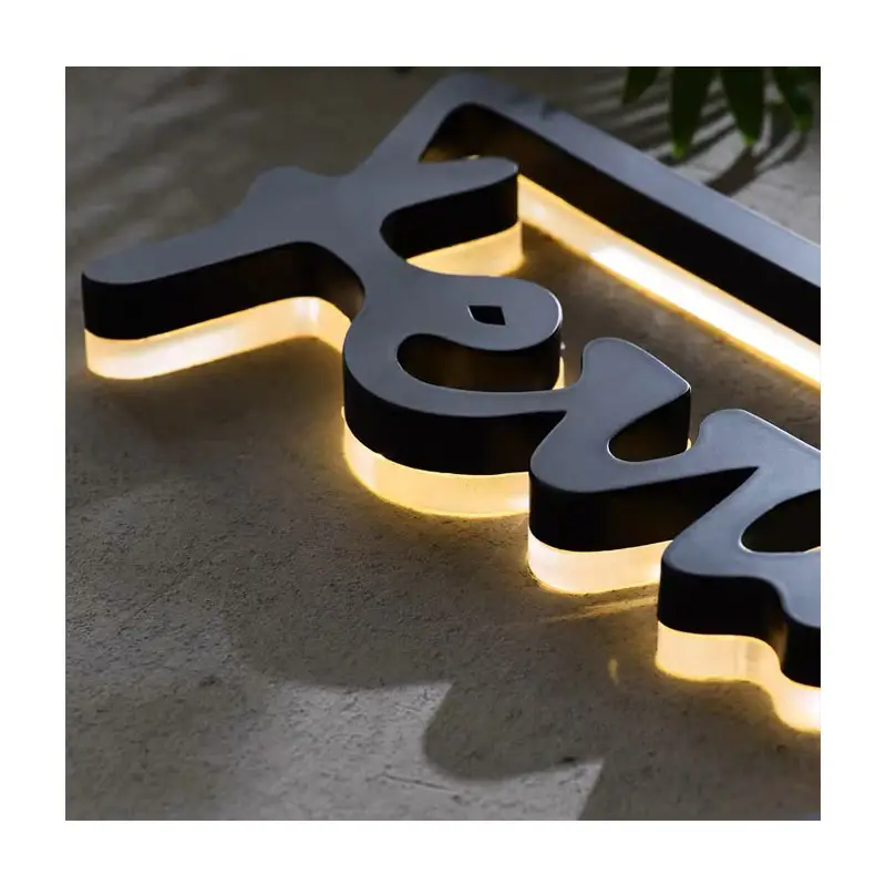 Personalizzazione lettere da parete in metallo oro 3d insegne in acciaio inossidabile piccole lettere dell'alfabeto in metallo logo business led sign