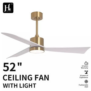 Gold 52-Inch Indoor <b>LED</b> <b>Ceiling</b> <b>Fan</b> with Dimmable <b>LED</b> Light 6 Speed Remote 3 Wood Blades Reversible DC Motor for Living Room - Product Image 2