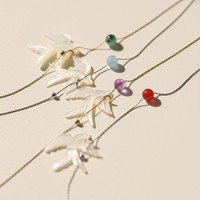 Collier pendentif délicat vintage en acier inoxydable avec coquille naturelle, colombe en nacre et perles d'agate améthyste pour femme