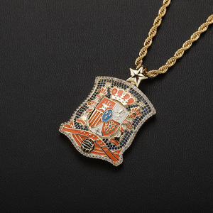 HUIYUE - Colgante de Fútbol de Cobre con Circonitas, Estilo Hip-Hop, Colorido, Estilo Drip, Medalla Conmemorativa - Product Image 4