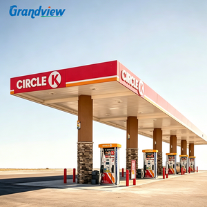 Tienda de conveniencia de bajo precio Estación de servicio de gas Dosel de gasolinera de acero ligero Luz LED de gasolina Diseño personalizado - Product Image 1