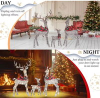 Figurine de renne lumineuse LED de Noël, décoration de cerf en strass, écharpe en peluche, décoration de table de fête pour la maison