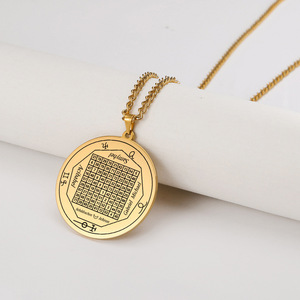 Collares de acero inoxidable para hombres, 7 argollas, colgante de sigilo, collares de sigilo, amuleto mágico de protección, talismán - Product Image 6