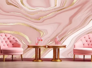 Hellrosa Tapete Liquid Marble Design Abstrakte Malerei Hintergrund mit Gold Splash Textur Wandbilder - Product Image 3