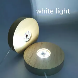 Espositore per supporto con Base rotonda in legno a luce notturna a LED per cristalli illuminazione a sfera di vetro accessori per l'illuminazione artigianato