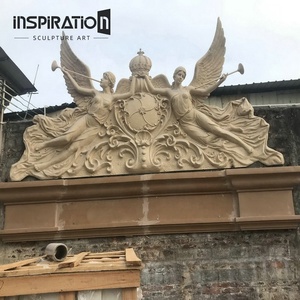 Fronton architectural Egpty Design avec sculpture en <span class=keywords><strong>bas</strong></span> <span class=keywords><strong>relief</strong></span> en <span class=keywords><strong>pierre</strong></span> moulée et décoration en haut <span class=keywords><strong>relief</strong></span> GFRC - Product Image 5