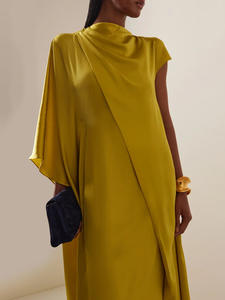 <span class=keywords><strong>Abito</strong></span> <span class=keywords><strong>Elegante</strong></span> <span class=keywords><strong>Giallo</strong></span> Ampio, Nuovo Modello Autunnale, Vestito Lungo da Sera Asimmetrico e Aderente - Product Image 2