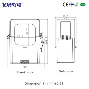 หม้อแปลงกระแสแบบแยกแกน YHDC SCT052TS(52มม.) แรงดันขาออก ความแม่นยำ 0.5% กระแส 500-1000A แรงดัน 0.333V/1V/3V/5V มาตรฐาน CE RoHS <span class=keywords><strong>ISO</strong></span> - Product Image 3