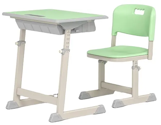 Школьная мебель, Одноместный школьный стол и стул, на 1 человек, регулируемый школьный стол и стул, металлические наборы, оригинальный цвет материала