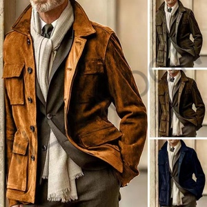 Nouvelle Veste Coupe-Vent Rétro Homme Personnalisée Style Urbain Rétro à Boutonnage Simple avec Design Bicolore pour l'Hiver et l'Extérieur - Product Image 5