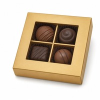 Boîte cadeau carrée en chocolat or mat personnalisée avec fenêtre, séparateur en acétate, matériaux recyclés, doublure en éponge, vente en gros directe d'usine