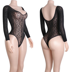 Maillot de bain string imprimé léopard avec manches transparentes, tenue de soirée <span class=keywords><strong>érotique</strong></span> pour boîte de nuit, <span class=keywords><strong>danseuse</strong></span> exotique, danse de salon, mode - Product Image 2