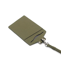 Porte-badge en cuir de vachette véritable avec fenêtre, étui à carte à cordon détachable, logo personnalisé, fabrication OEM en gros