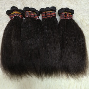 Letsfly Factory Livraison Gratuite Cheveux Humains Naturels Noirs 100% Kinky Straight 16 22 Pouces 220g/Lot Cheveux Brésiliens Remy Weft - Product Image 1
