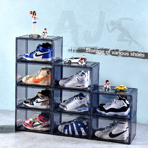Nhựa trong suốt Sneaker Stackable giày lưu trữ hộp thả phía trước Acrylic ngăn kéo loại từ rõ ràng hộp giày - Product Image 2