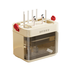 Soporte para cepillos de dientes Uforu con tapa y compartimento de almacenamiento para cepillos de dientes y pasta de dientes para el baño - Product Image 1