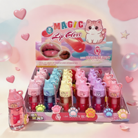 Love Queen Beauty Gloss à lèvres teinté hydratant longue durée effet mat, motif patte de chat, design mignon de dessin animé, 3G, 24 pièces