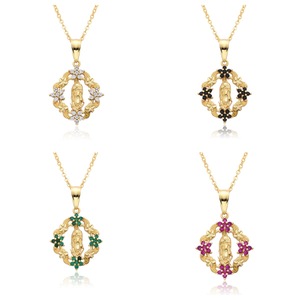 Collar con forma de flor de la fe católica con la imagen de la Virgen Marí<span class=keywords><strong>a</strong></span> y un colgante chapado en oro de 18k sobre cobre. - Product Image 1