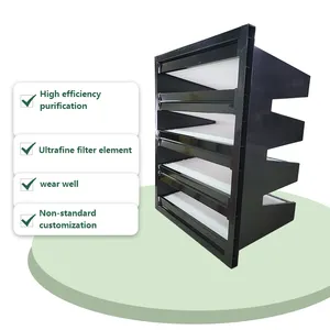 Cost-effective Customized Size HVAC FiberGlass Pleated Hepa Filter Box Type V Bank Air Hepa Filter