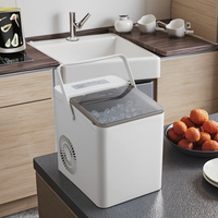 OUSHENG Machine à glaçons électrique portable, glaçons en forme de balle, commande tactile, boîtier en plastique, réservoir d'eau, utilisation domestique, hôtel, bureau
