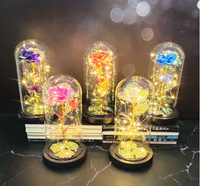 Bunga Mawar Kaca Berlapis Emas 24k dengan Lampu LED, Hadiah Terpanas Hari Valentine, Grosir Pabrik