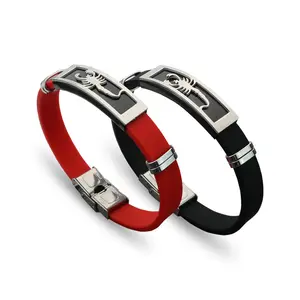 European American Creative Scorpion Titanium Bracelet Personality Red Black Silicone Bracelet for Men