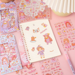 Honey Girl Stickers Cartoon Character DIY Decorative Journaling Material Pet <b>Matte</b> <b>Varnishing</b> Digital Printing - Product Image 4