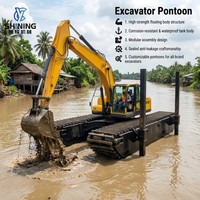 Ensemble de pontons d'excavatrice amphibie anti-corrosion pour les travaux de désassainissement et de déboueillage des eaux intérieures sur de grandes surfaces